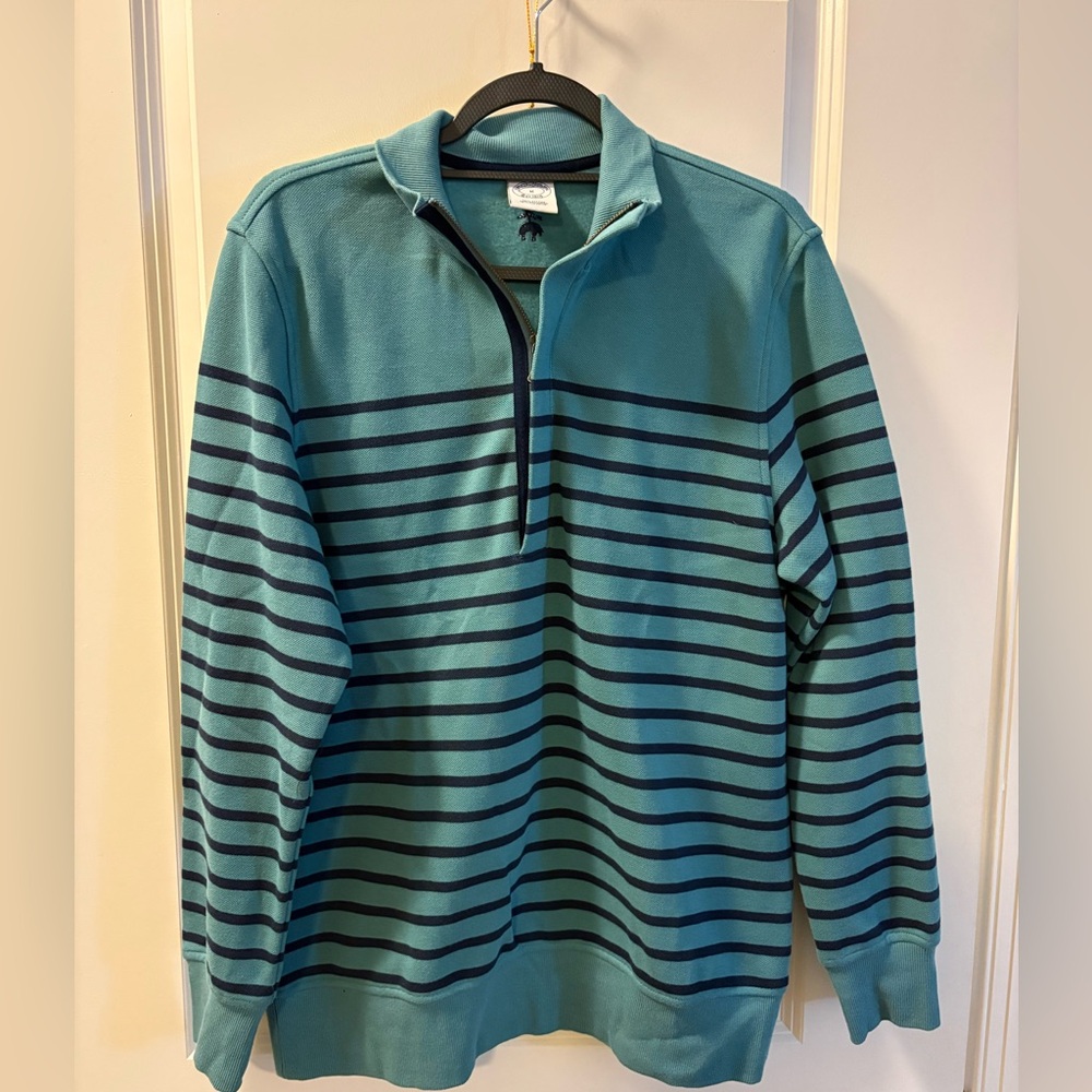 Brooks Brothers Teal and Navy Zip-Up Sweater
